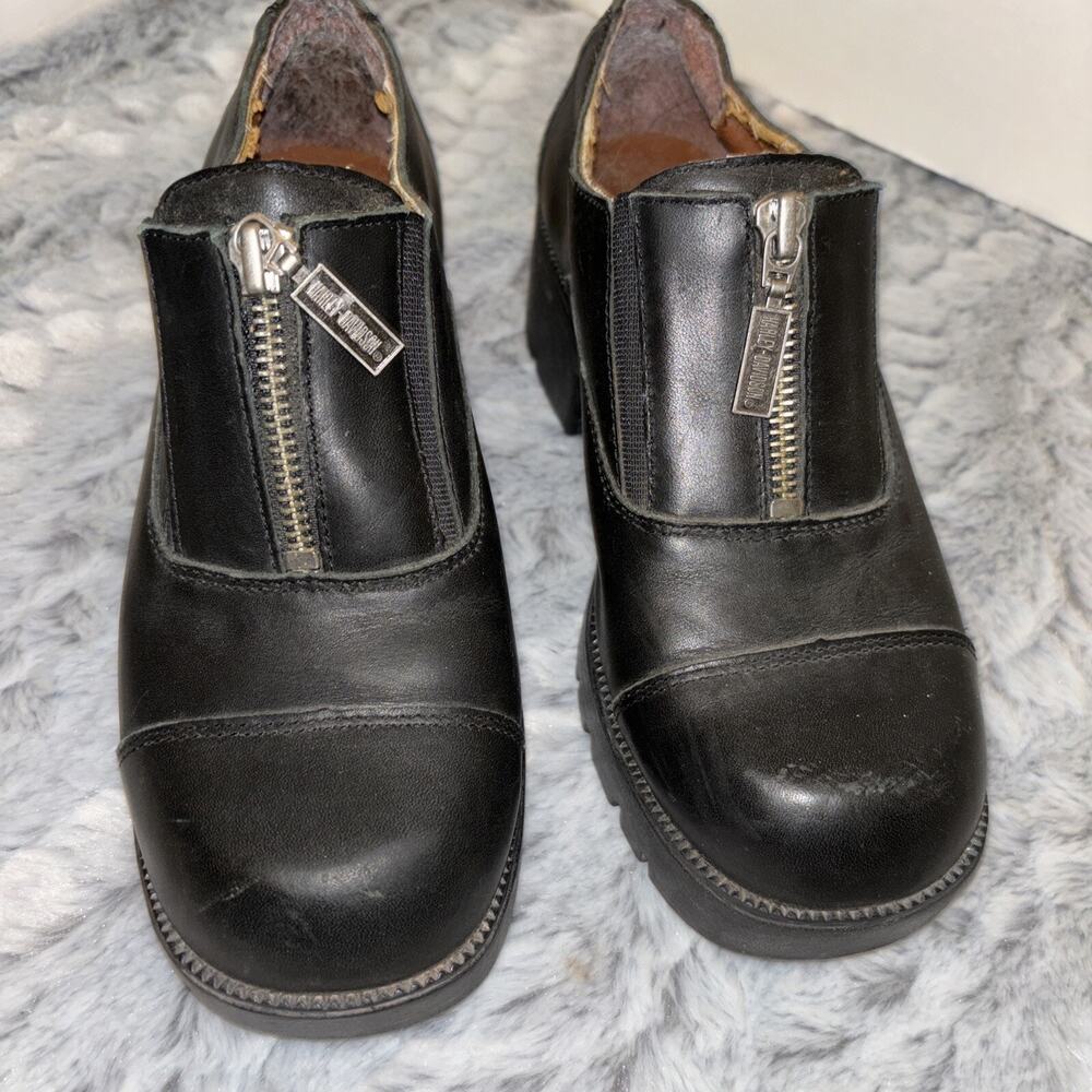 Harley Davidson Shoes Women's 6.5 Black Leather Y2K Chunky Platform Moto Riding